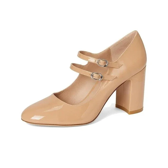 Stuart Weitzman Posh 85 Mary Jane Women's US 12 Adobe Leather Block Heel DDK770